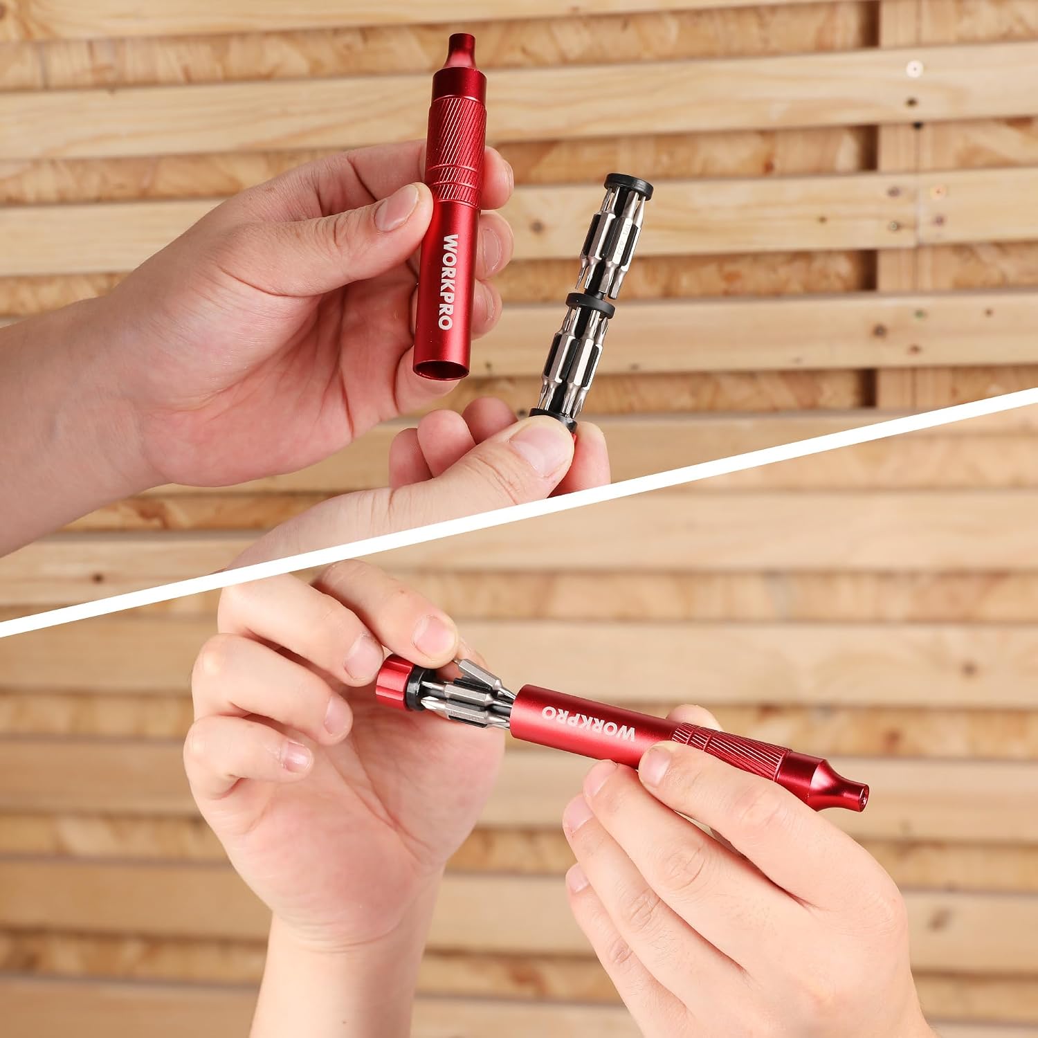 WORKPRO 24 in 1 Multi Bit Mini Screwdriver Set Magnetic, Red