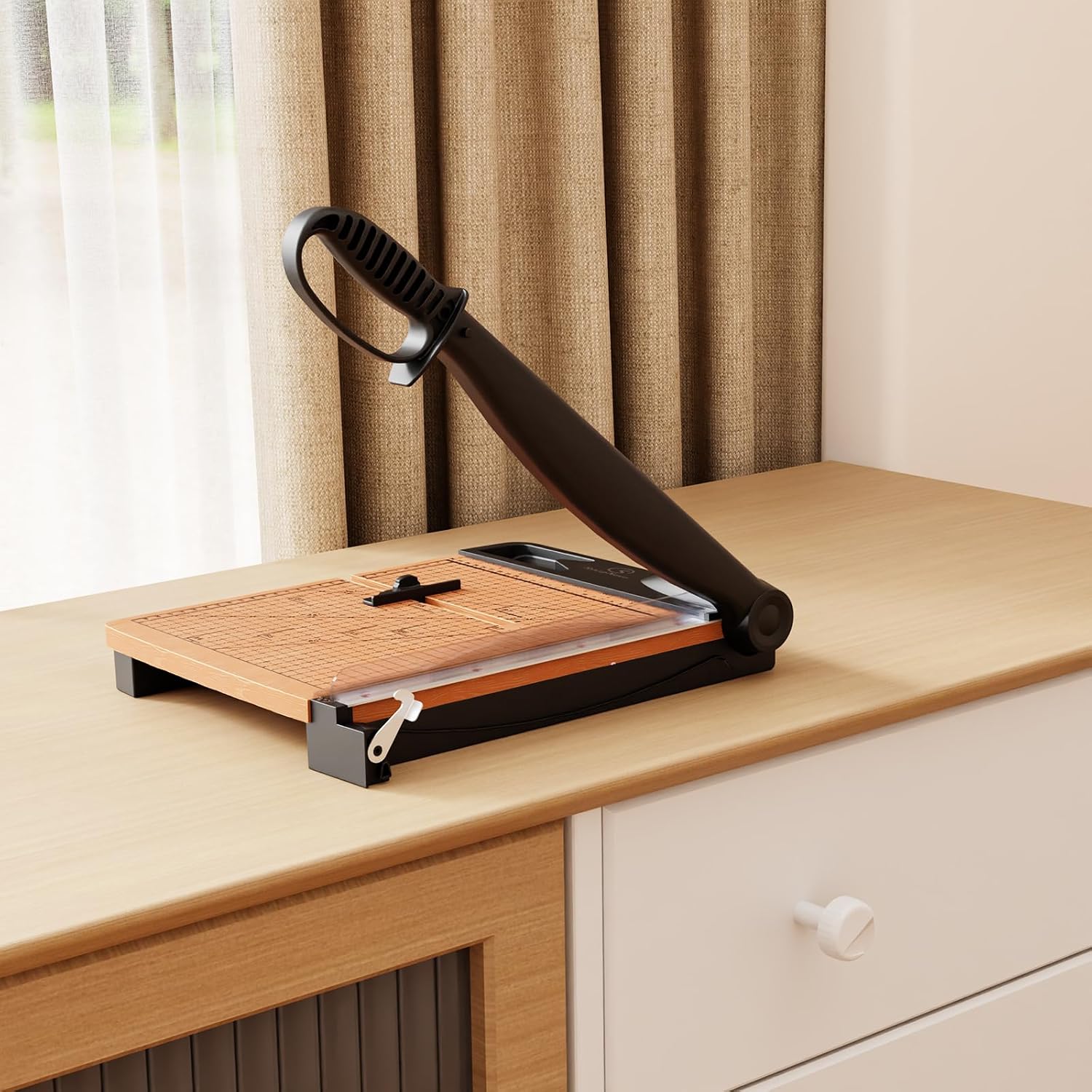 12 Inch Heavy Duty Paper Cutter, Wood Guillotine Paper Trimmer