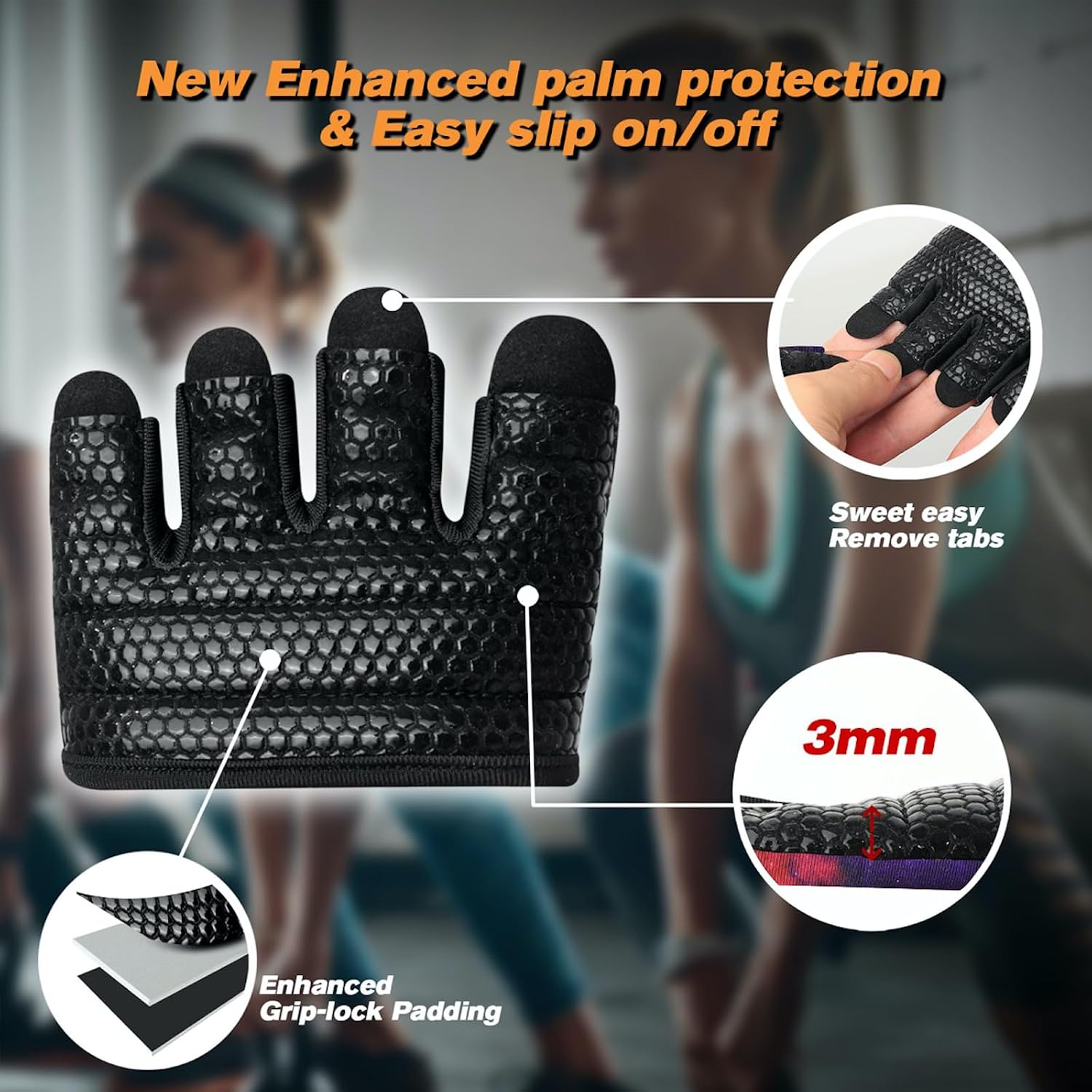 Minimal Workout Gloves for Women Men, Micro Fingerless Gym Gloves Grip Pads