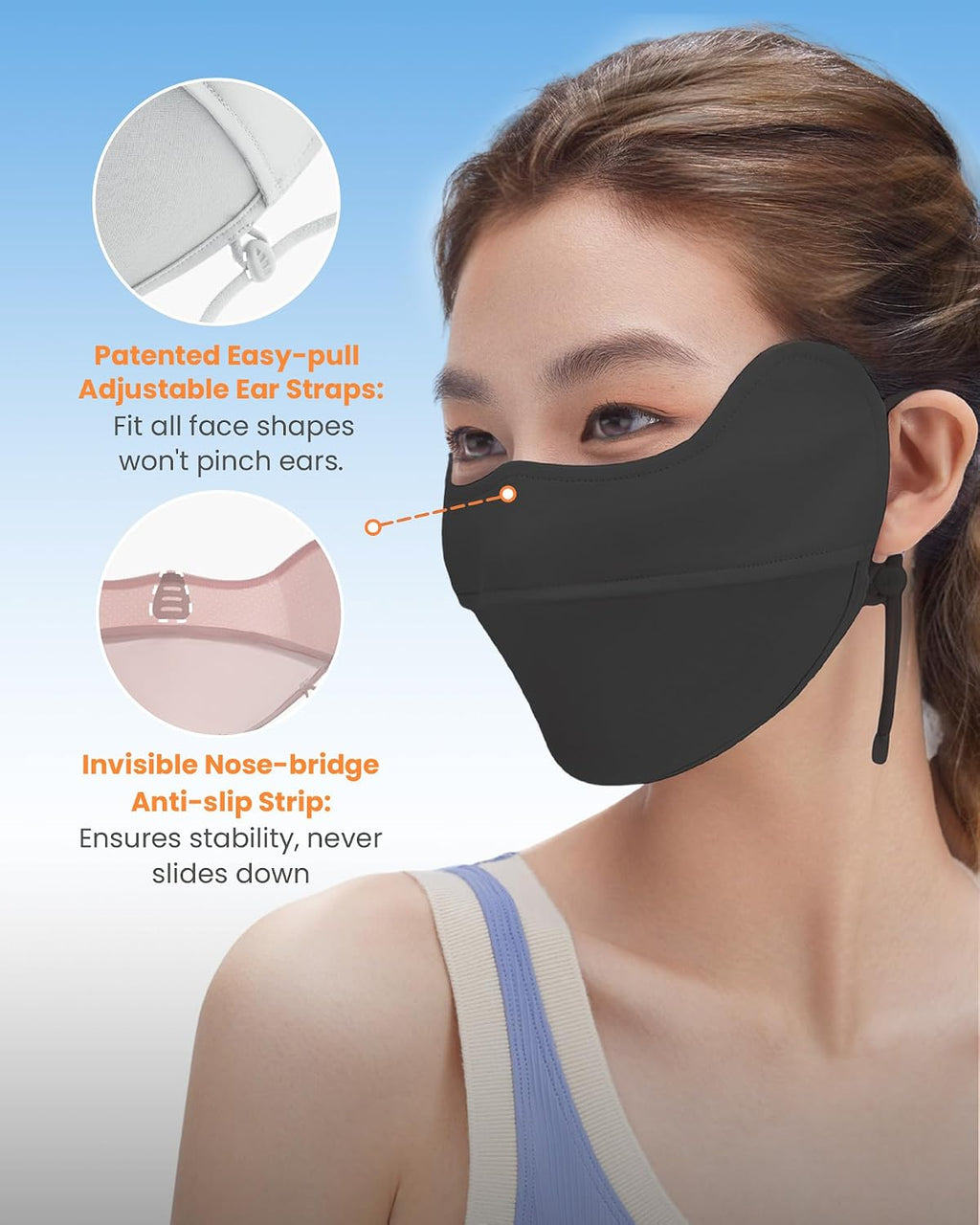 BENEUNDER UV Sun Protection Face Cover/Neck Gaiter Scarf UPF50+ Breathable Cooling for Summer Outdoor Activities Reusable