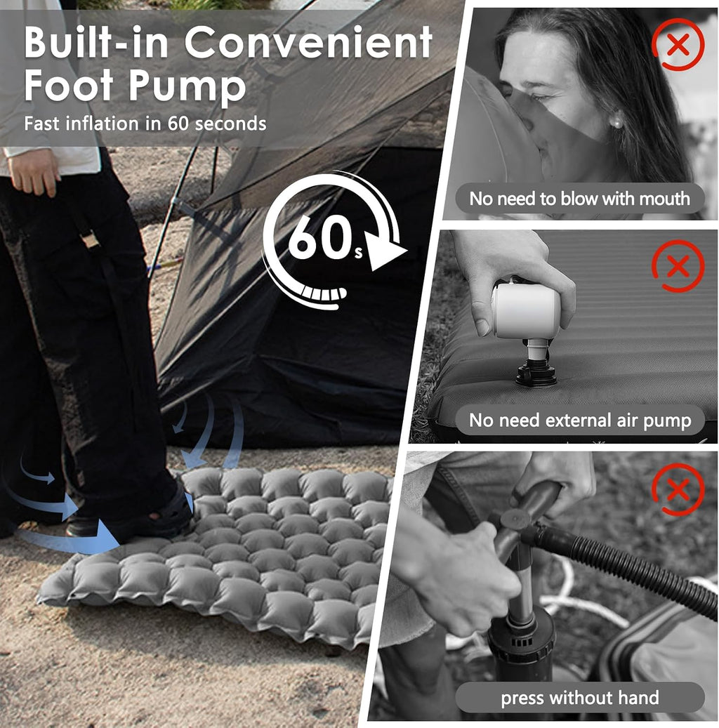Camping Sleeping Pad, Ultralight Self Inflating Camping Mat with Air Pump