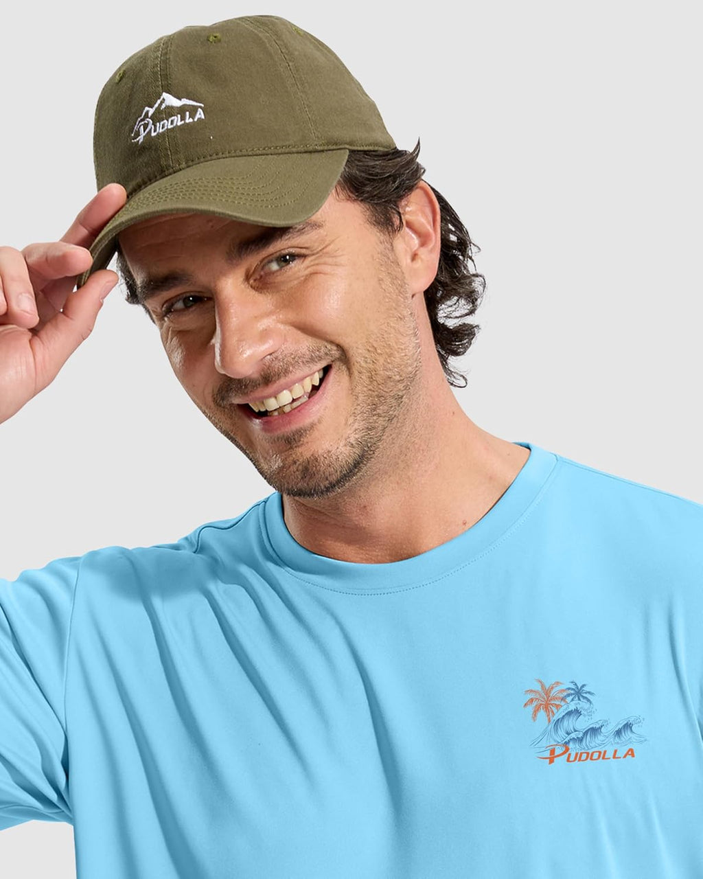 Pudolla Men's Fishing Swim Graphic Shirts Short Sleeve Sun Protection UV UPF 50+ SPF Tee Quick Dry Lightweight Water Tops