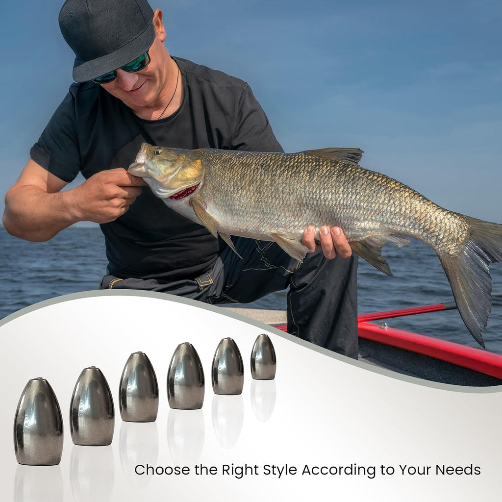 Pristis 12 pcs Tungsten Fishing Weights, Compact Bullet Sinkers
