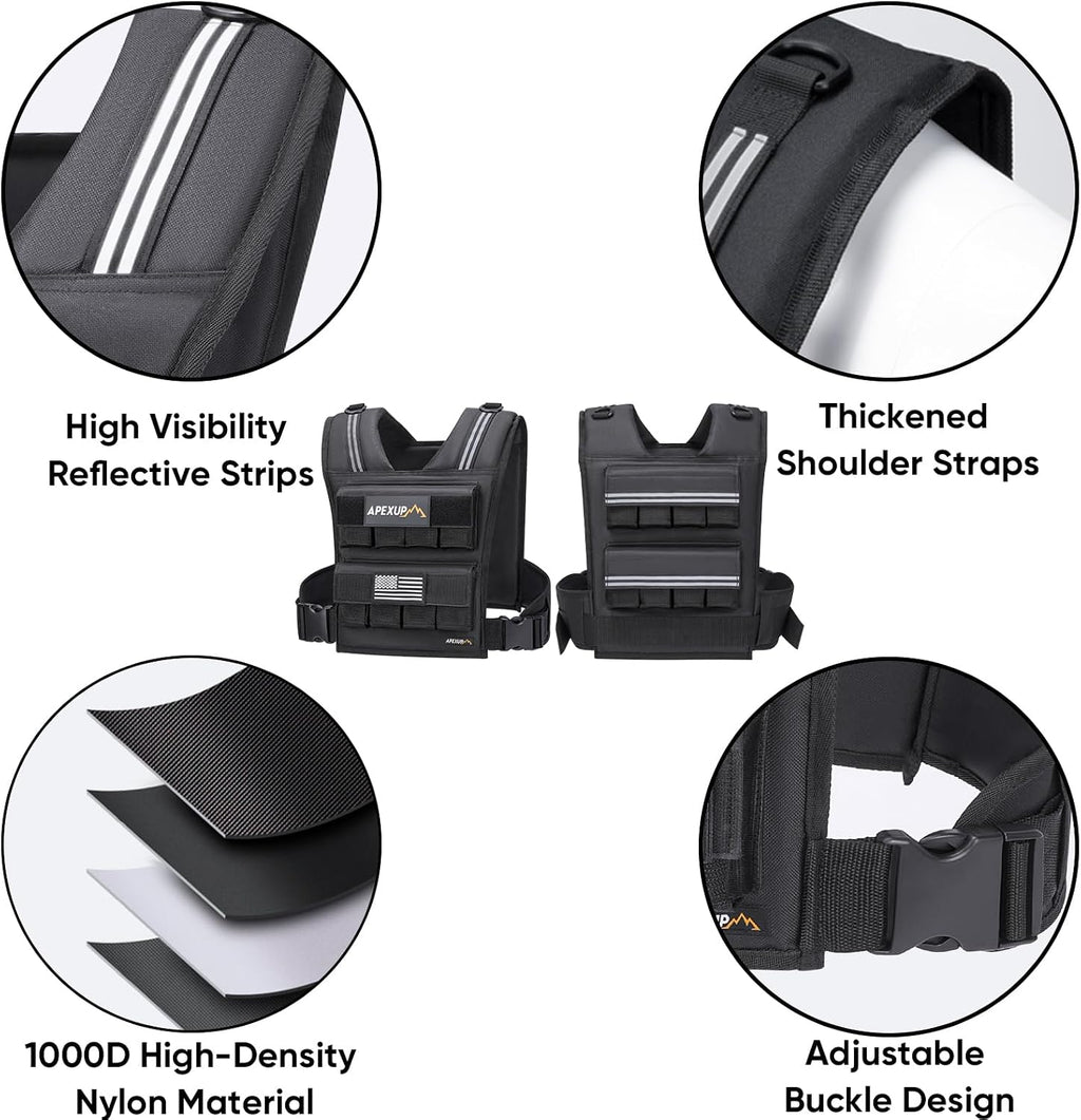APEXUP Weighted Vest Men, Adjustable Weight Vest for Running