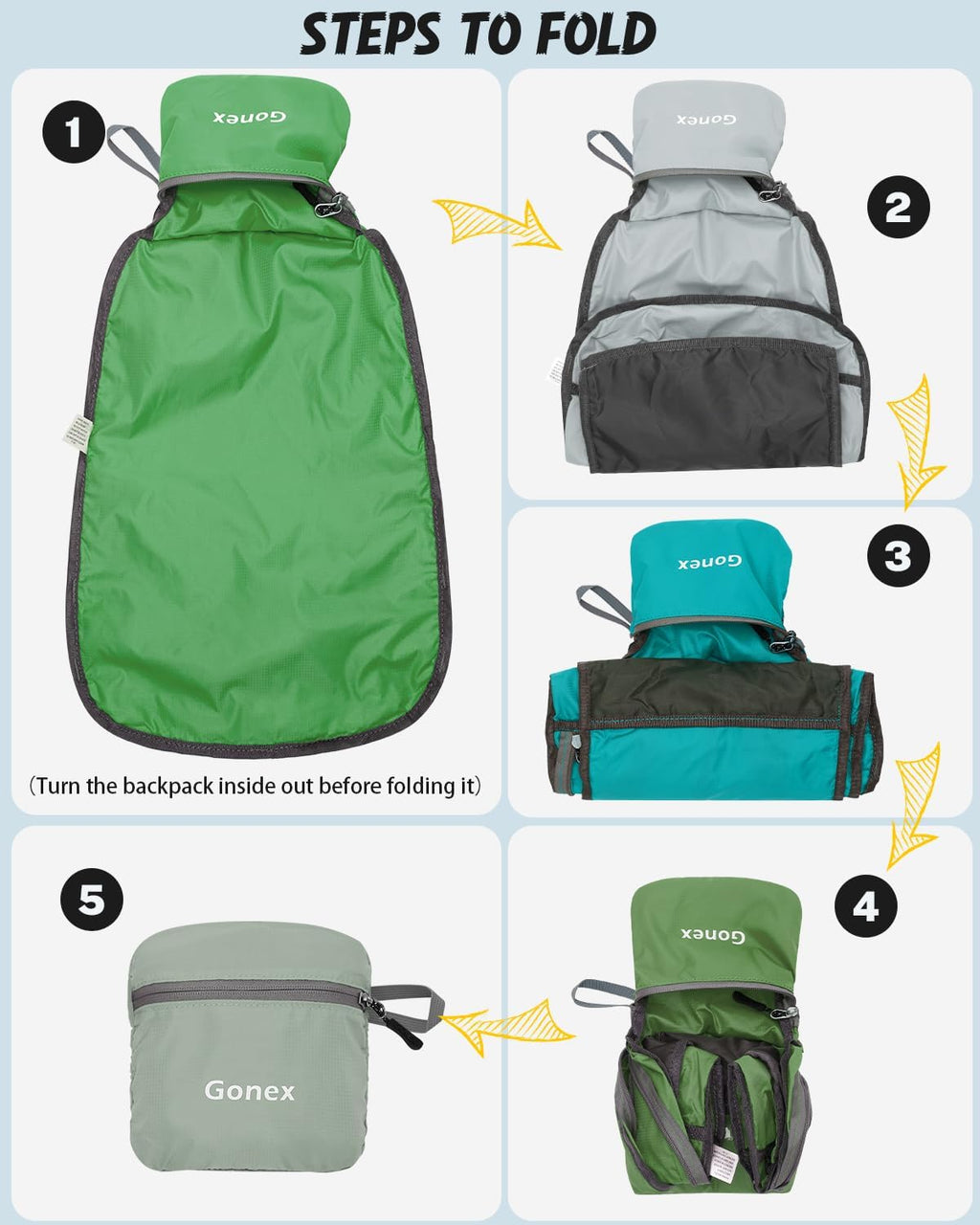 Gonex Packable Daypack Backpack 20L Lightweight Foldable Travel Bag