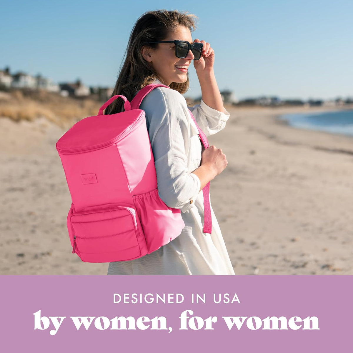 Fit & Fresh Insulated Backpack Soft Cooler – Leak-Resistant Beach & Travel Bag for Women, 24 Can Capacity Picnic & Cooler Bag