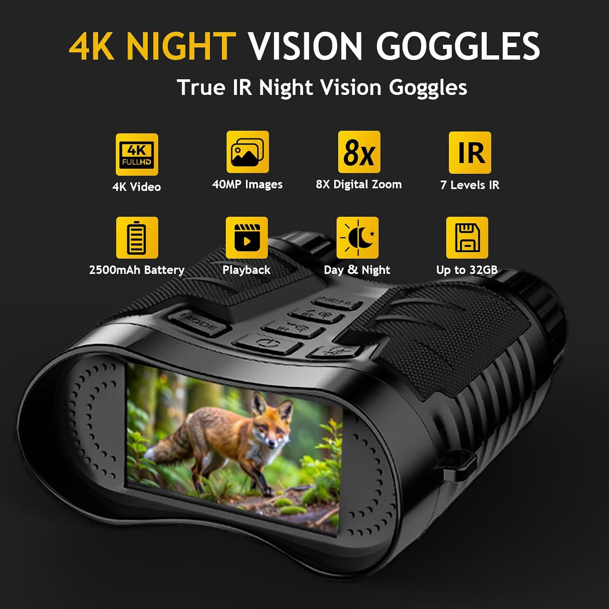 4K Night Vision Goggles Binoculars,Tech Gifts, for Men & Teens