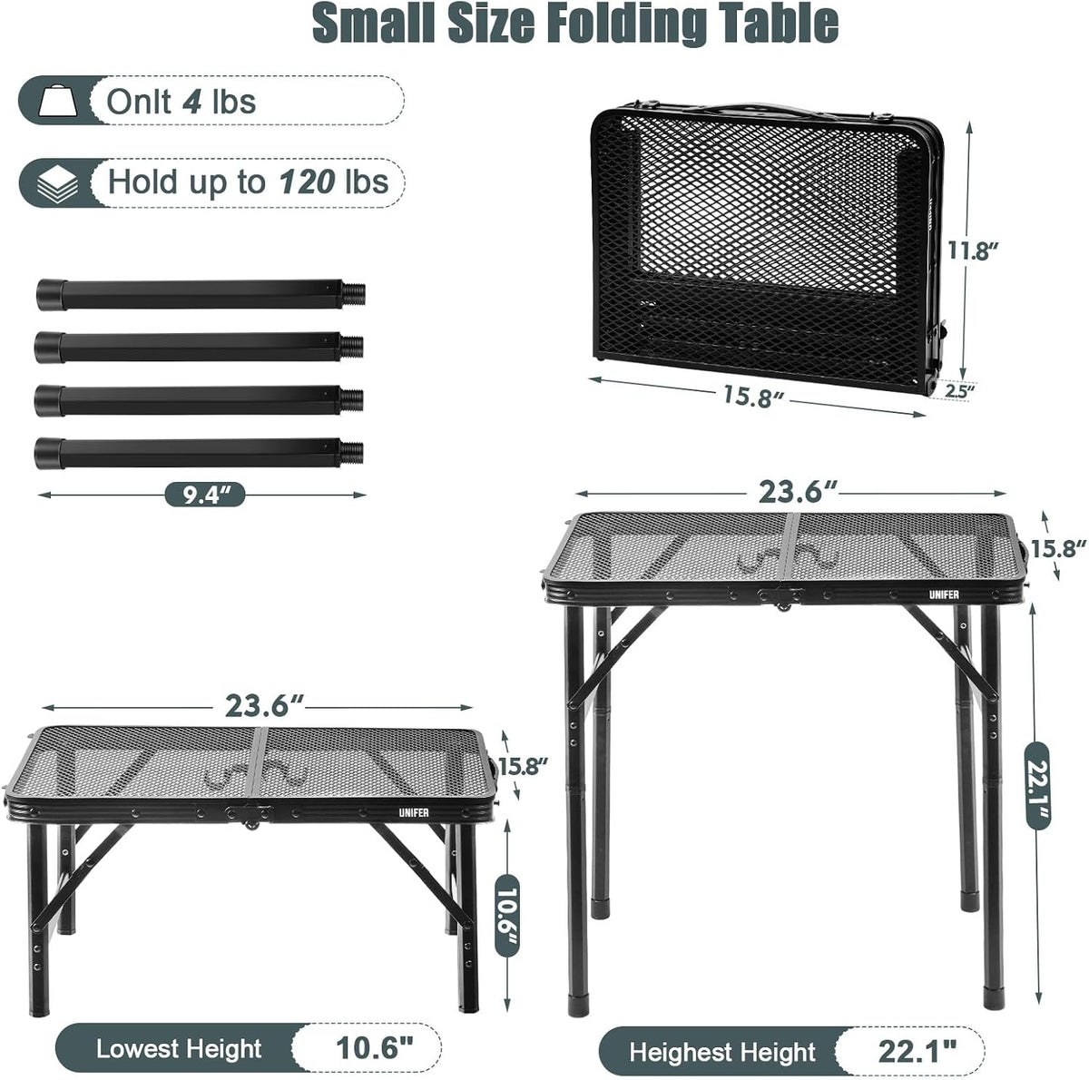 2 Ft Folding Camping Table,Small Lightweight Portable Grill Table