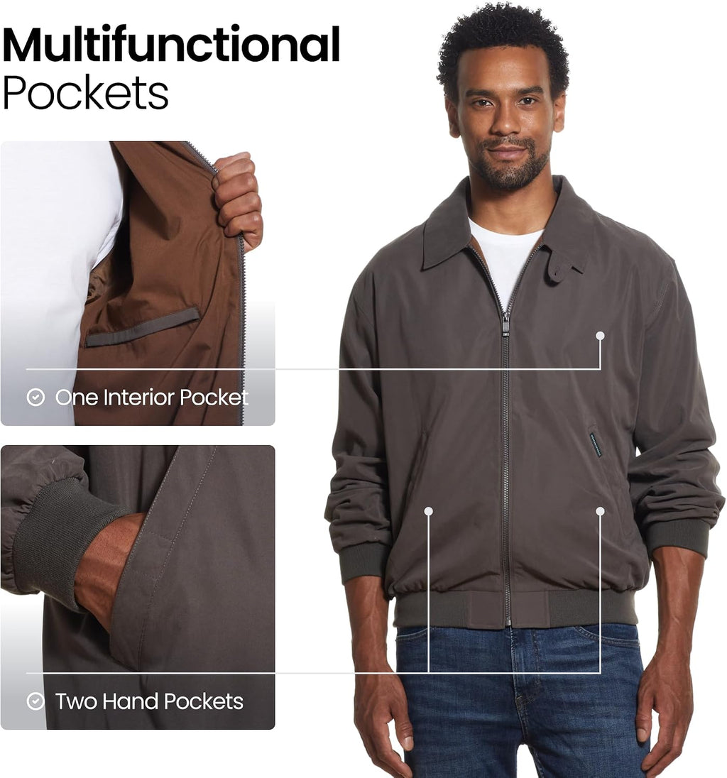 Weatherproof Men's Golf Jacket - Lightweight Windbreaker, Water-Resistant Microfiber Shell, Perfect for Golf & Casual Wear