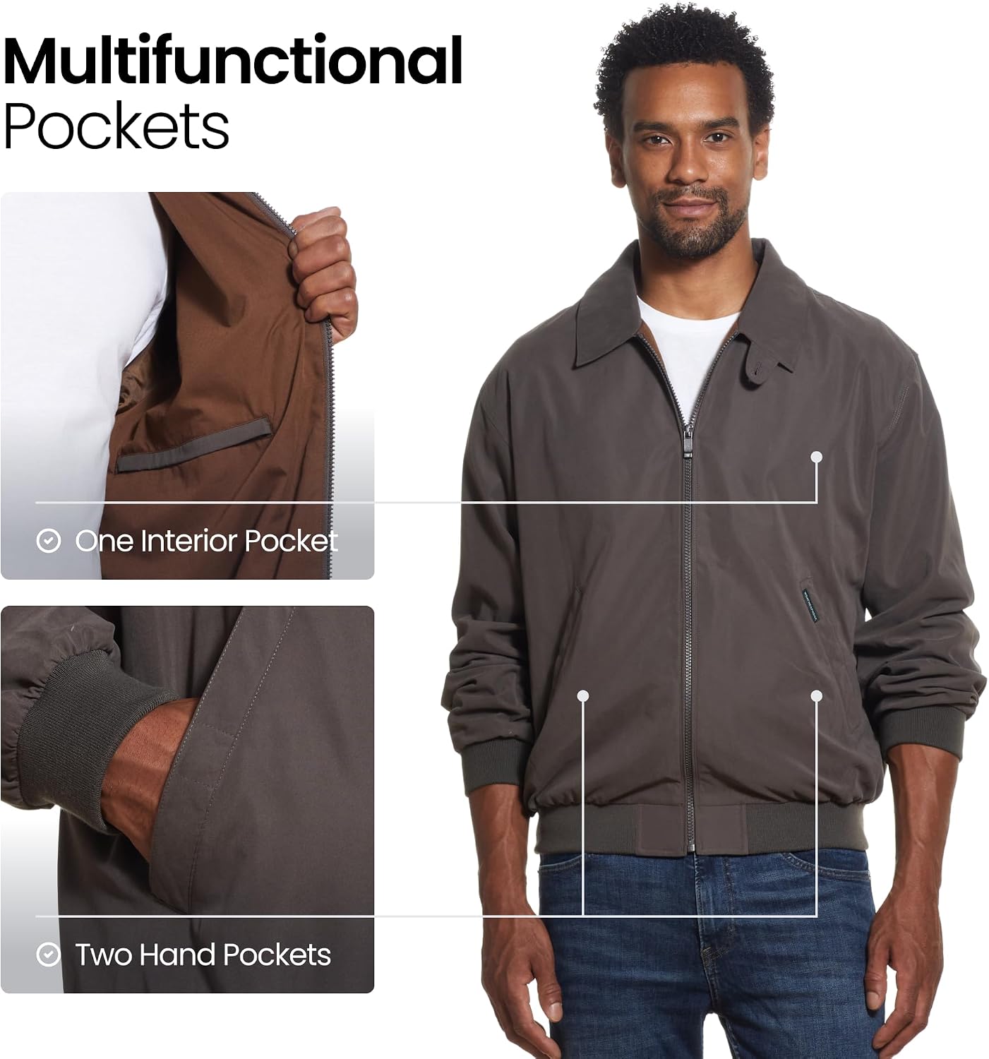 Weatherproof Men's Golf Jacket - Lightweight Windbreaker, Water-Resistant Microfiber Shell, Perfect for Golf & Casual Wear
