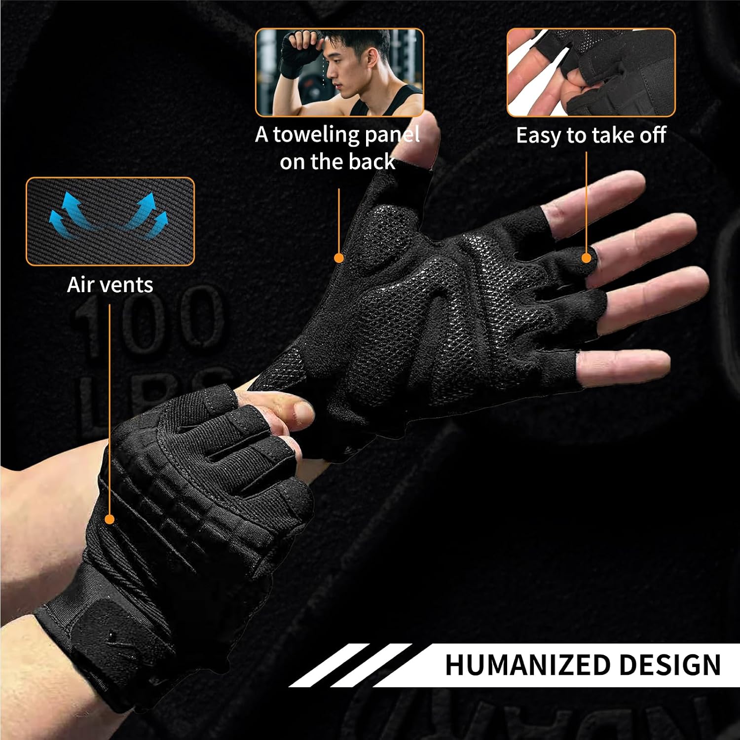 VWX Anti-Slip Gel Palm Workout Gloves for Men and Women - with Sweat-Wicking Fabric for Gym,Weight Lifting, Cycling, Weightlifting, Exercise, Climbing