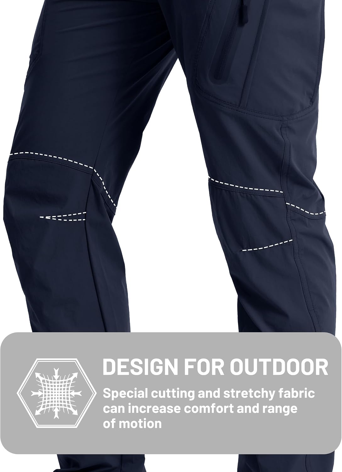 TACVASEN Men's Lightweight Hiking Tactical Pants Waterproof Quick Dry Cargo Work Rain Outdoor Pants 8 Pockets