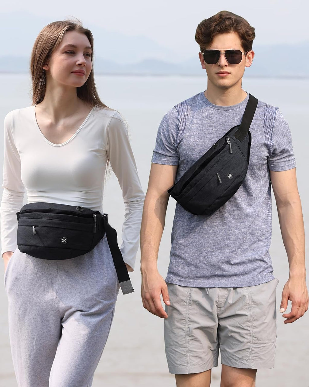 WATERFLY Fanny Pack Waist Bag: Large Crossbody Fannie Bum Belt Bag Hip Phanny Pack for Men Women Outdoor Sport Hiking Traveling Walking