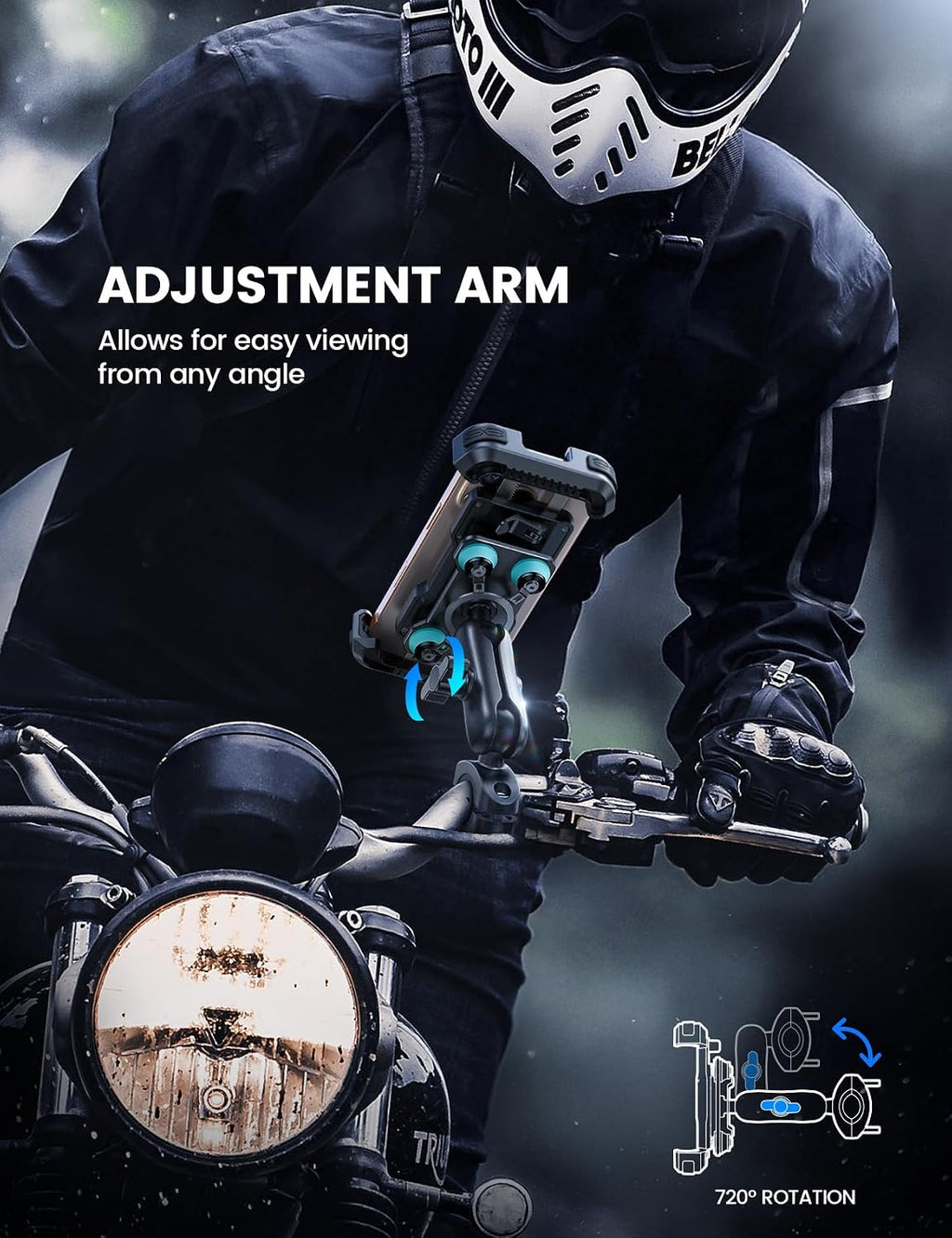 Lamicall Motorcycle Phone Mount Holder with Dual Vibration Dampener
