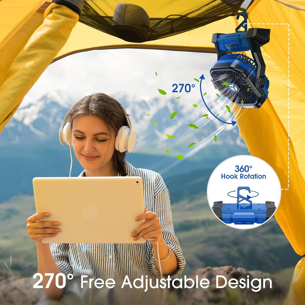 Portable Fan Rechargeable 20000mAh Cordless Battery Powered Camping Fan