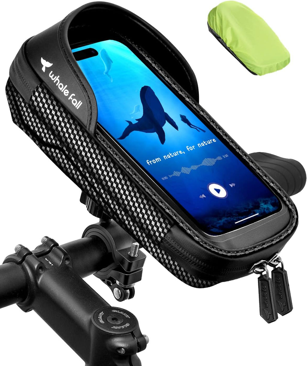 whale fall Bike Phone Holder, Waterproof Handlebar Bag for Phones up to 7"