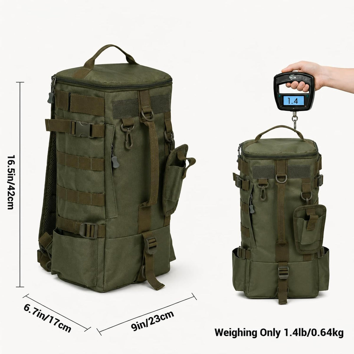 kokkoya Small Fishing Backpack with 2 Rod Holders, 16L Kayak Tackle Bag