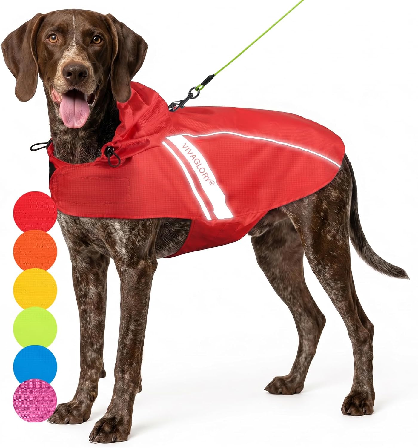 VIVAGLORY Dog Raincoat Wetoff Dog Rain Coat, XL, Red