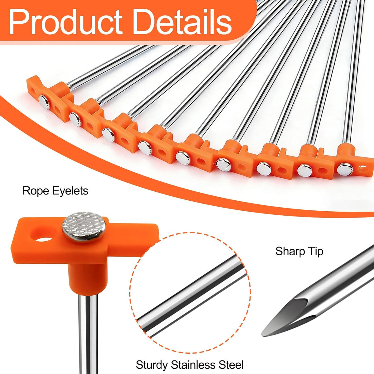 40 Pack Tent Stakes Heavy Duty, 7.8 Inch Galvanized Non-Rust