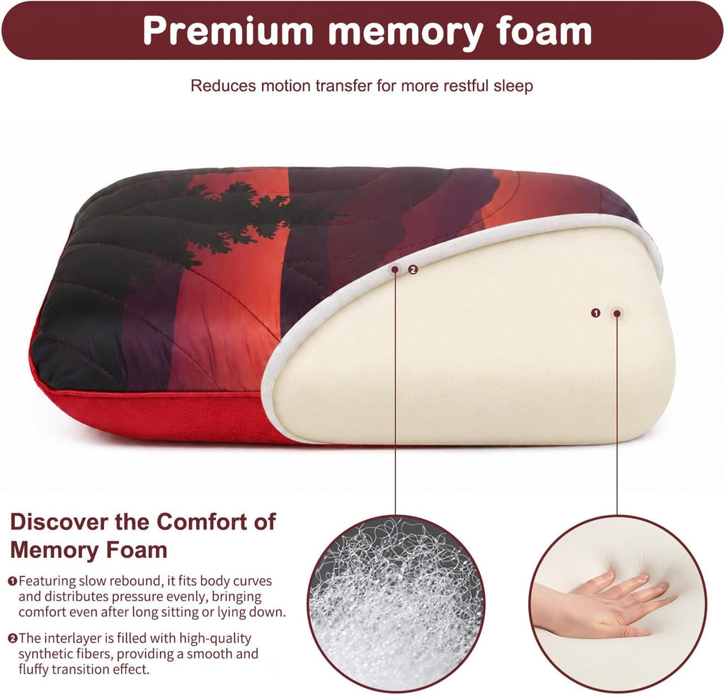 Camping Pillow Memory Foam Travel Pillow Packable Backpacking