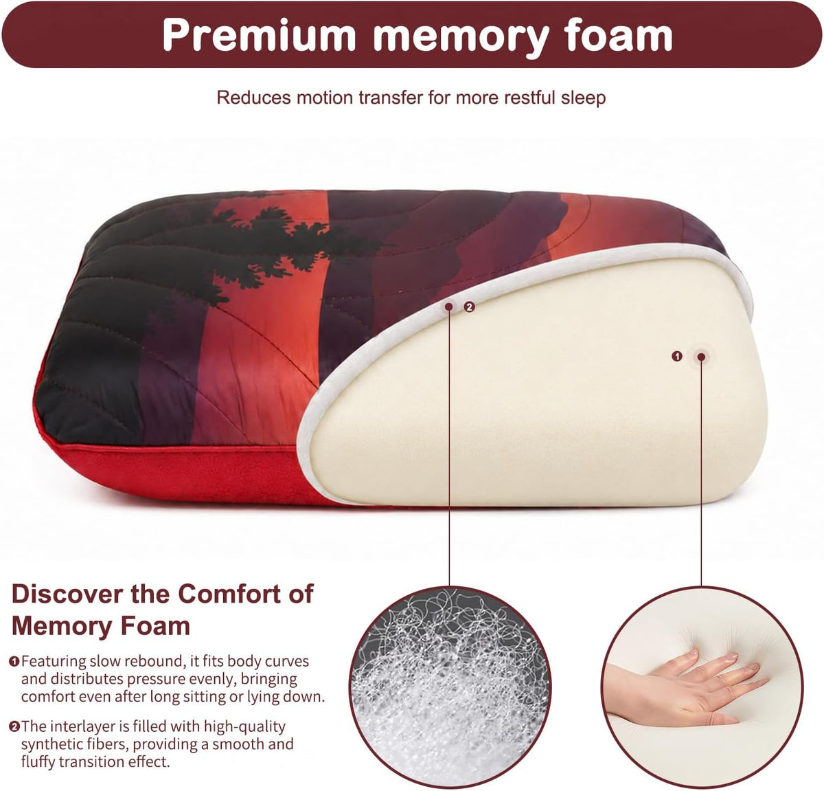 Camping Pillow Memory Foam Travel Pillow Packable Backpacking