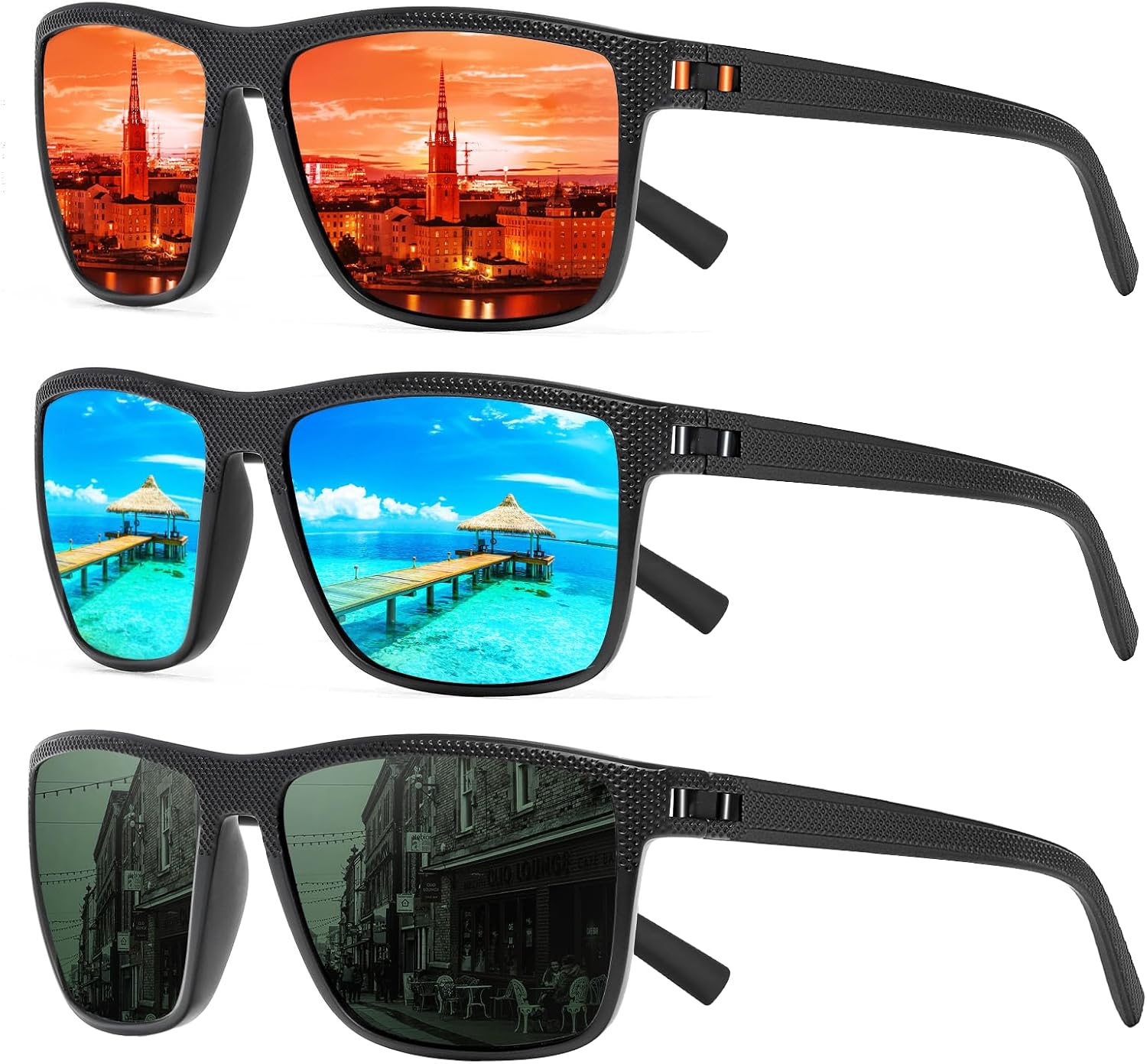 Square Polarized Sunglasses for Men and Women Lightweight Frame Sun Glasses with UV Protection