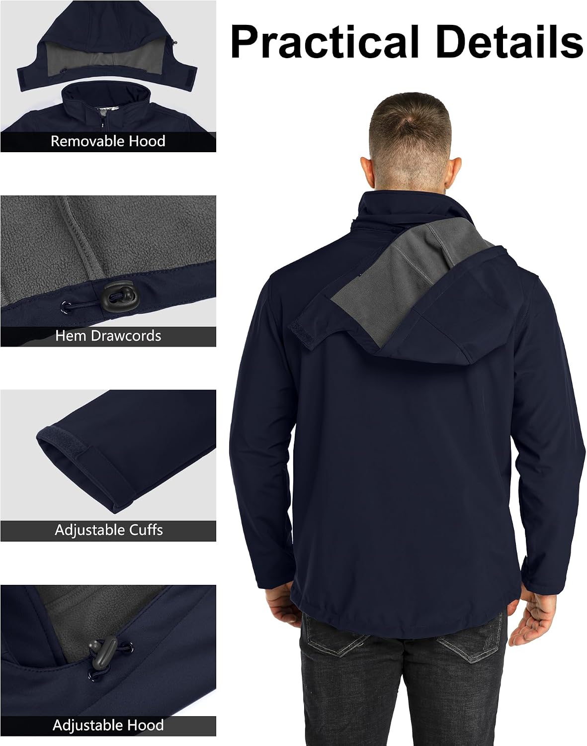 Outdoor Ventures Men's Softshell Jacket Waterproof Fleece Rain Shell Coat
