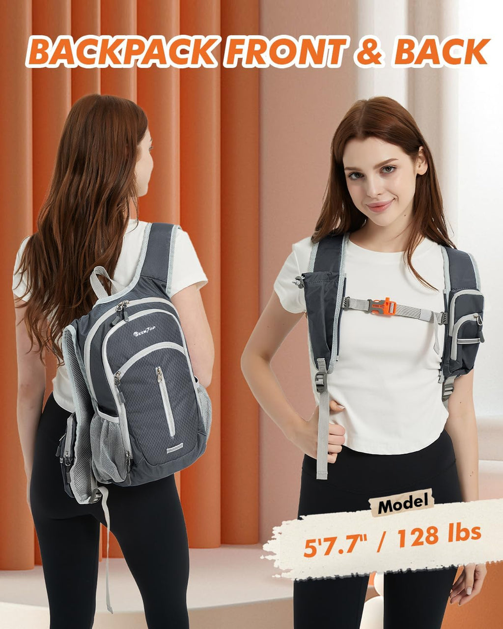 Seektop Small Hiking Backpack Expandable 12L-16L