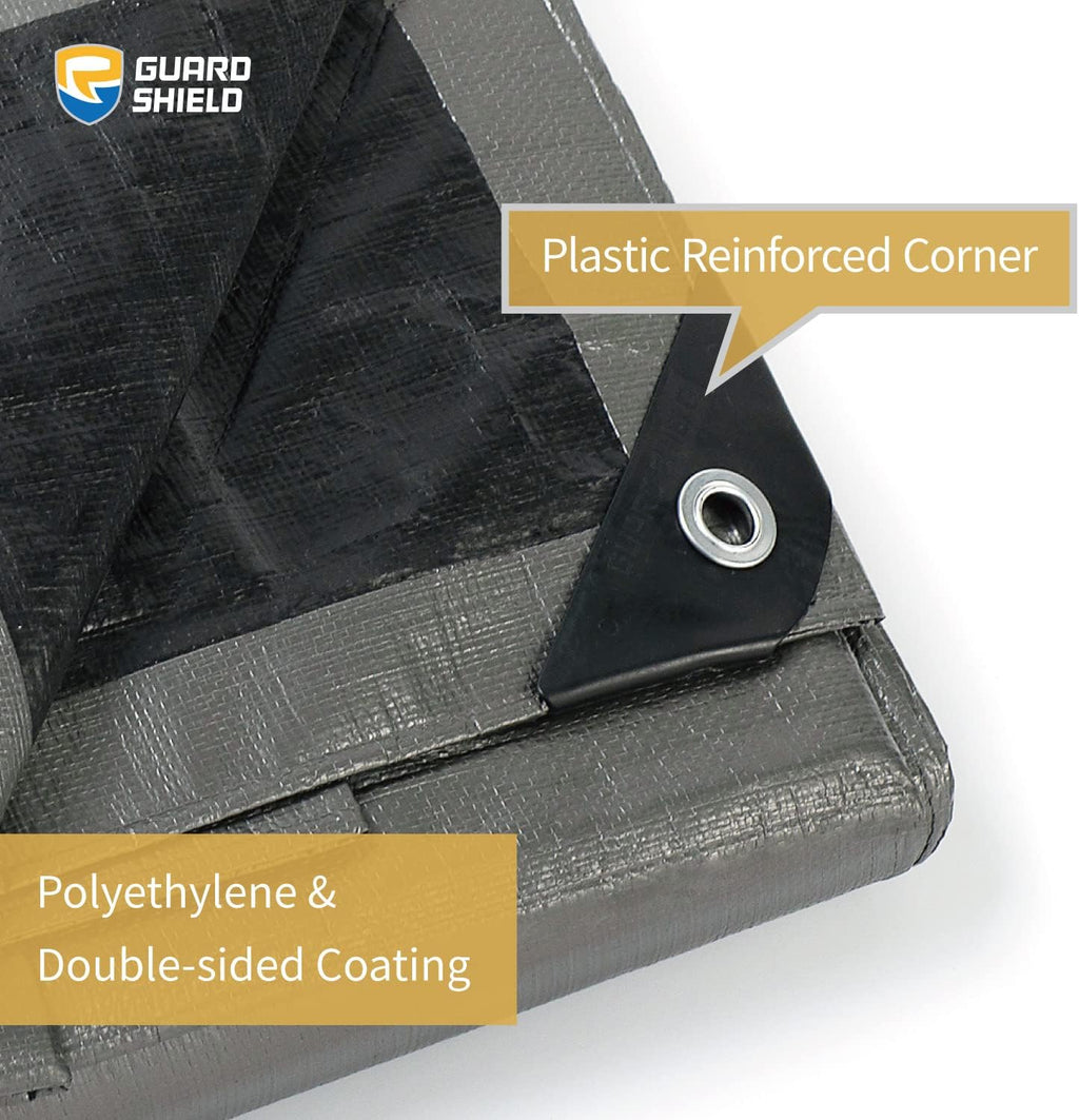 GUARD SHIELD Heavy Duty Tarp 30x40 Feet Silver/Black Multi Purpose Thick Waterproof Poly Tarp Cover 10mil