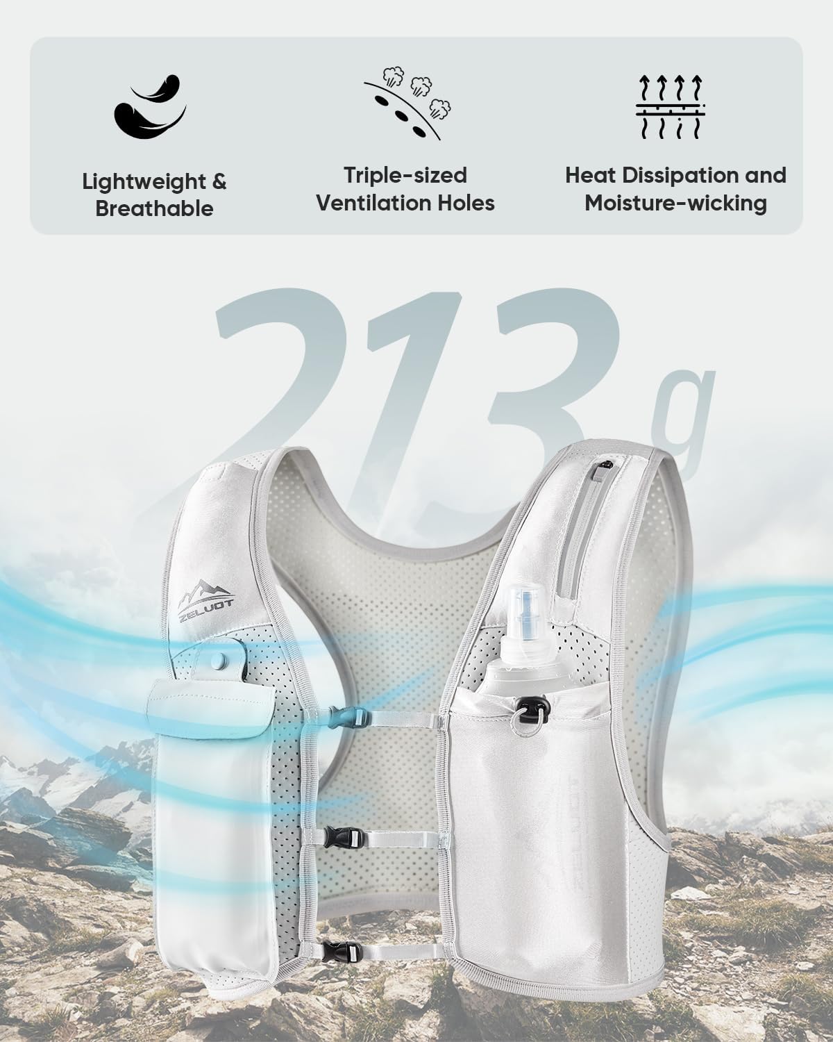 Zelvot Running Vest for Women Men, Touchscreen Phone Pocket