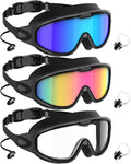 NSSIW Swim Goggles,Anti-Fog UV 180°Clear View Swimming Goggles,3 Pack Goggles Swimming Adult Men Women Youth