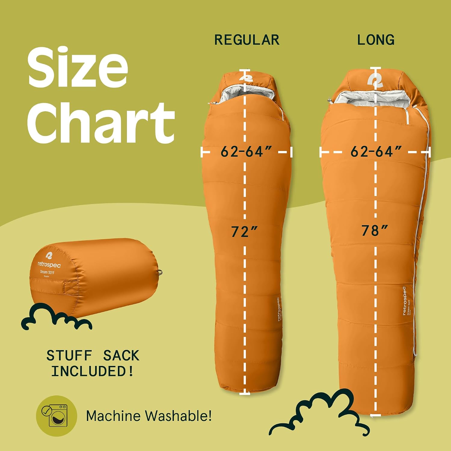 Retrospec Dream Mummy Sleeping Bag - 5, 15, & 30°F Cold Weather Camping & Travel Essential Gear with Water - Resistant Shell & Synthetic Fill - Zippered Pocket & Stuff Sack