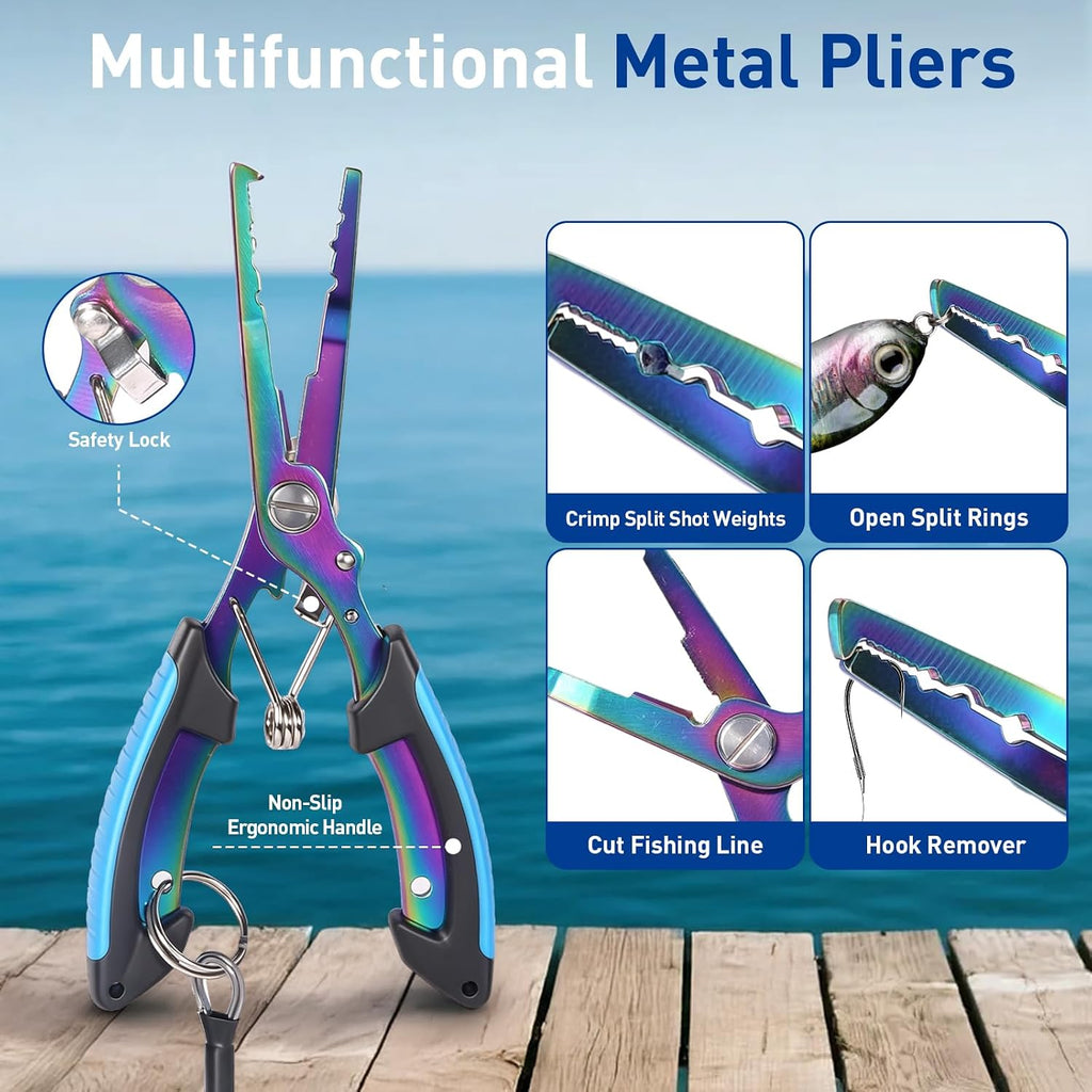 Fishing Tools Kit-Stainless Steel Fish Pliers, Floating Fish Lip gipper, Multi-Functional Jaw Anti-Corrosion, Fishmen Must Have Fishing Gear