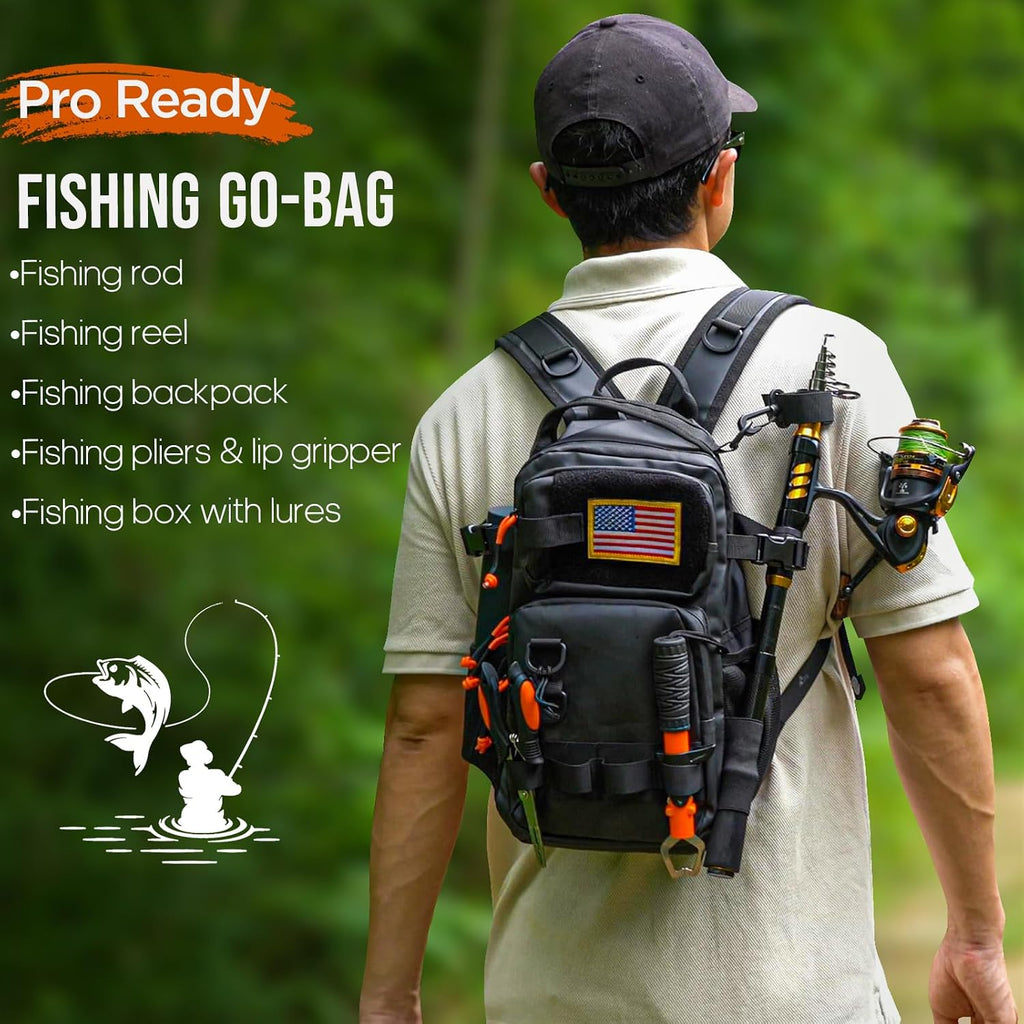 THKFISH Fishing Rod & Reel Combo with Backpack, Fishing Tools Tackle Box