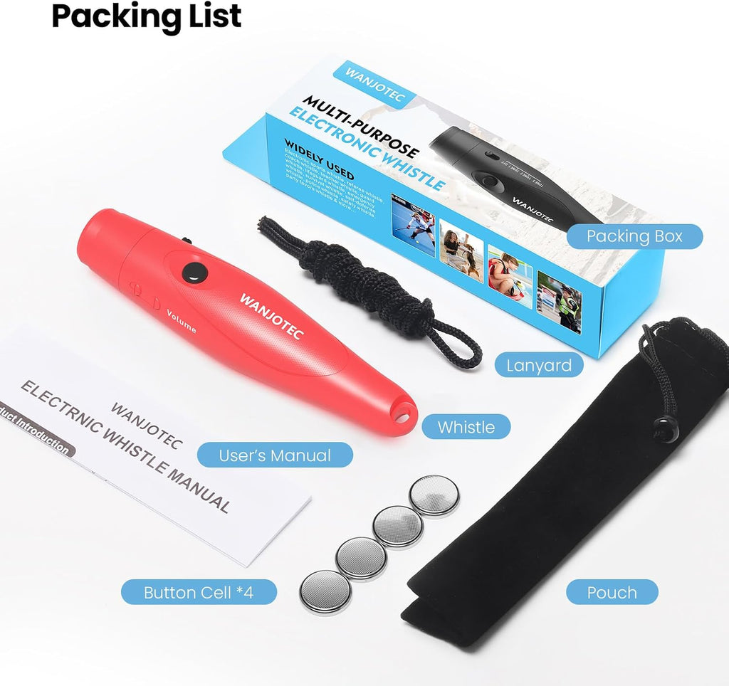 Electronic Whistle for Teacher Coaches, 3 Tones Adjustable 130db Loudest High Volume Handheld Emergency Electric Whistles for Referee, P.E.Outdoor Sports Whistles with Lanyard