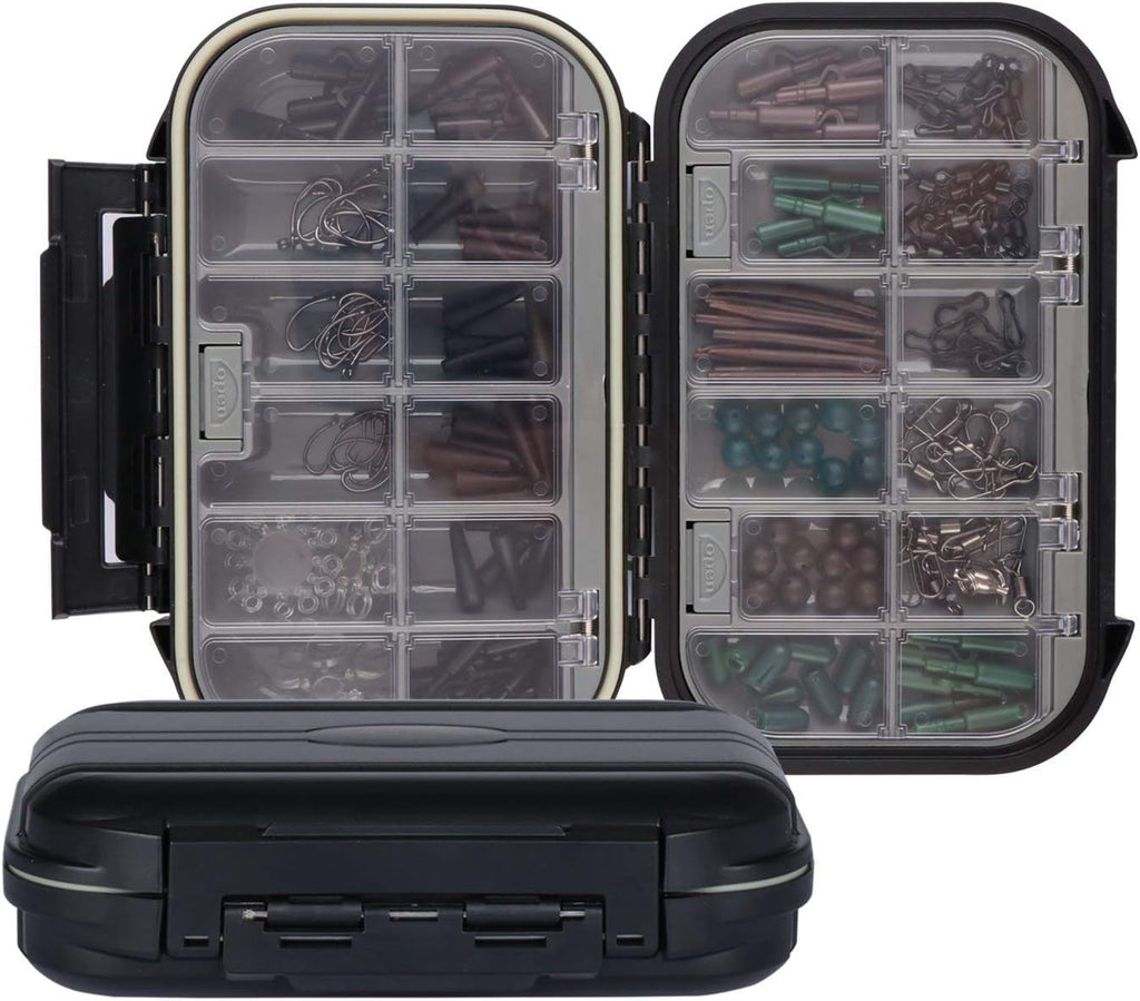 Goture Small Black Waterproof Clear Tackle Box Fixed Compartments Lure Case