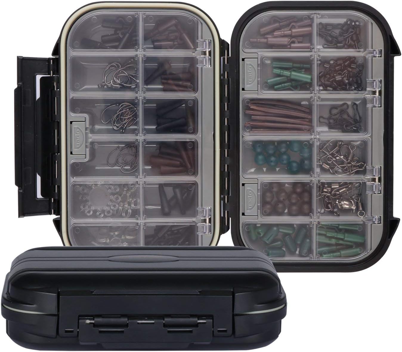 Goture Small Black Waterproof Clear Tackle Box Fixed Compartments Lure Case
