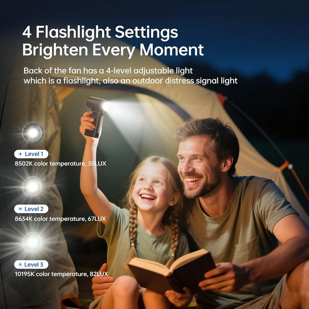 JISULIFE Portable Handheld Fan Ultra2 9000mAh Max 25 Hrs, 3 IN 1, 100 Speed