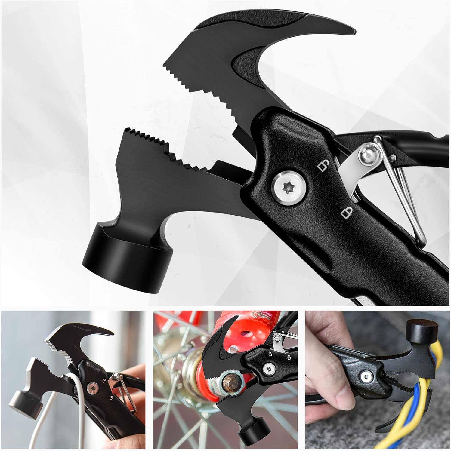BIIB Gifts for Men, 12 in 1 Hammer Multitool, Stocking Stuffers for Men