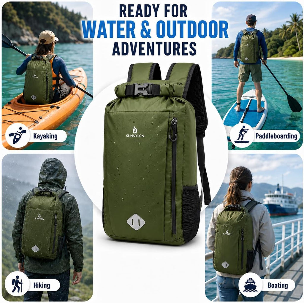 Dry Bag Backpack, 20L Dry Bags Waterproof with Waist Pouch and Phone Case,Roll top Dry bag for kayaking,Marine dry bag for Kayaking,Beach, Rafting, Boating, Hiking, Camping and Fishing