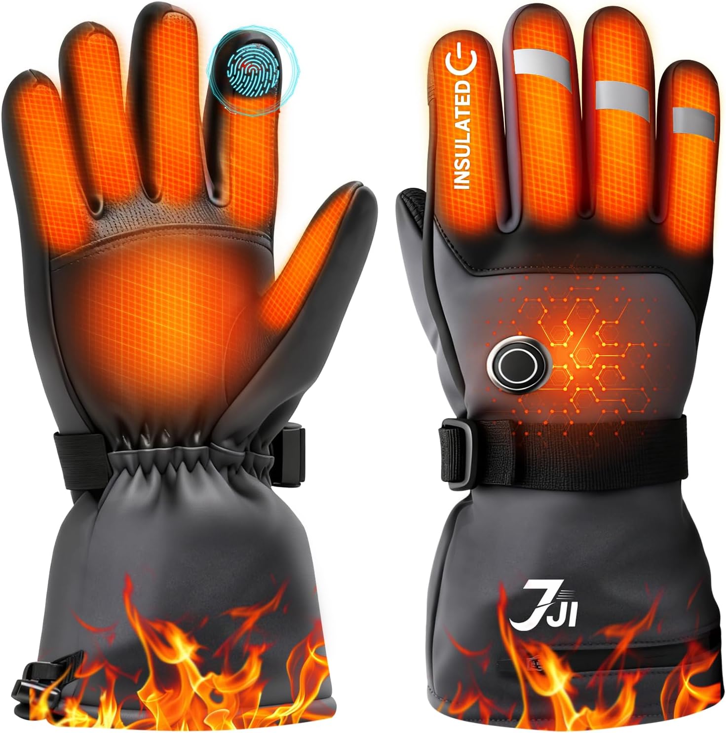 Rechargeable Heated Gloves for Men Women, Waterproof Electric Hand Warmers