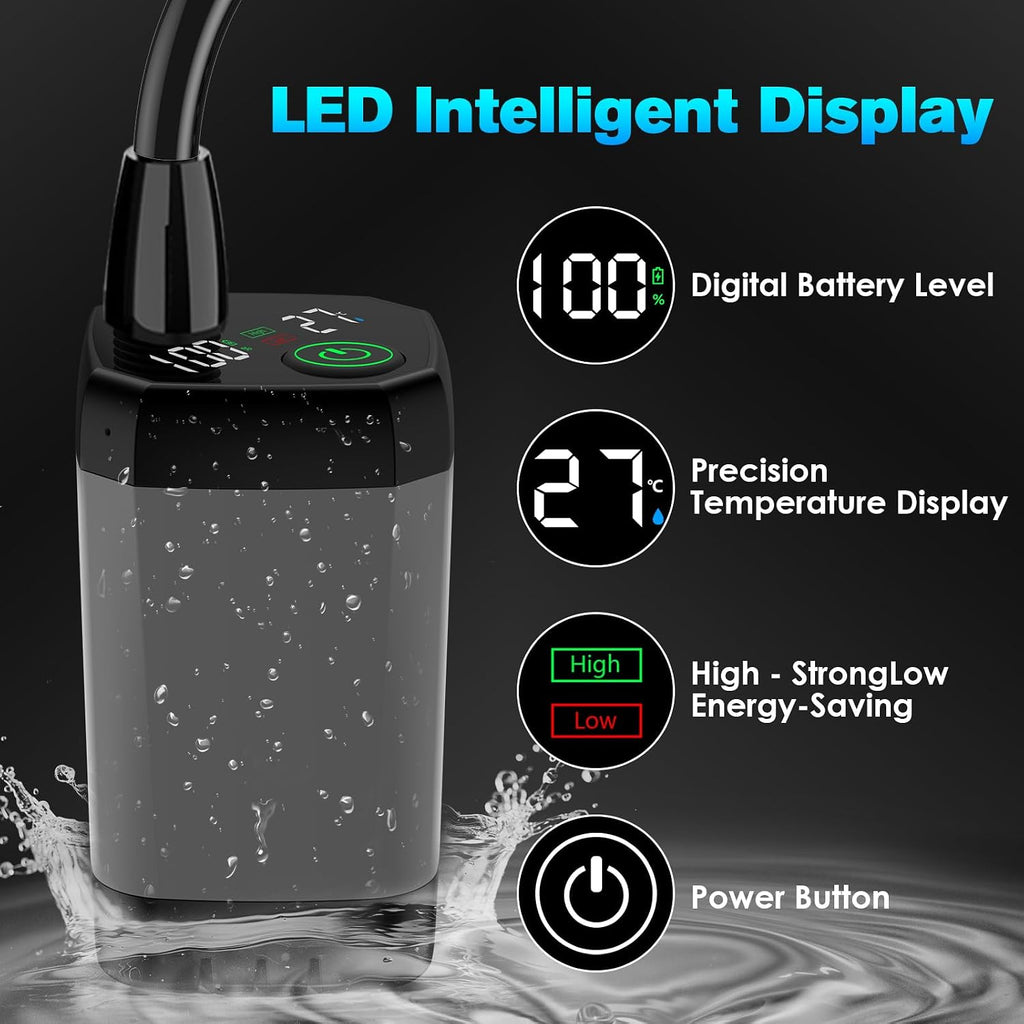Cosy Life Portable Shower, Portable Shower for Camping with 5 Gallon Collapsible Bucket, 6000mAH Camping Shower with Smart LED Display, Multiple Spray Patterns for Outdoor Camping, Hiking, Pet Bathing