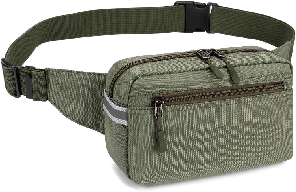 Mini Hiking Waist Bag, 3-Pocket 1.7L RFID Blocking Fanny Pack for Men Women (Army Green)