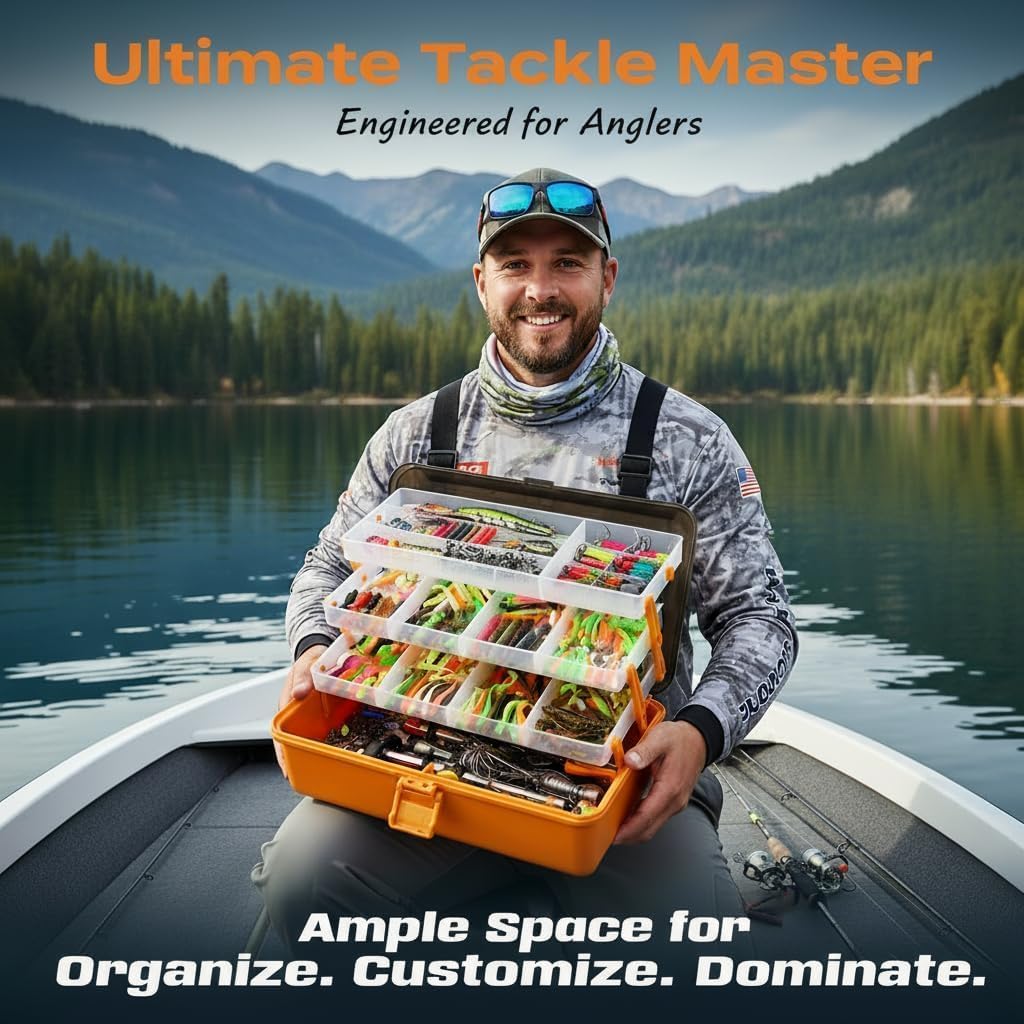 Waterproof 4-Tray Tackle Box with Tackle 557 Pcs Fishing Gear Kit