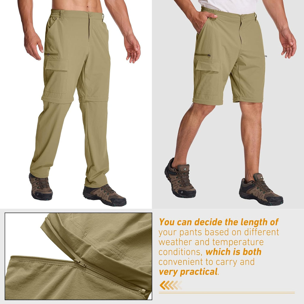 Mens Hiking Pants Cargo Safari Pants for Men Zip Off Outdoor Convertible