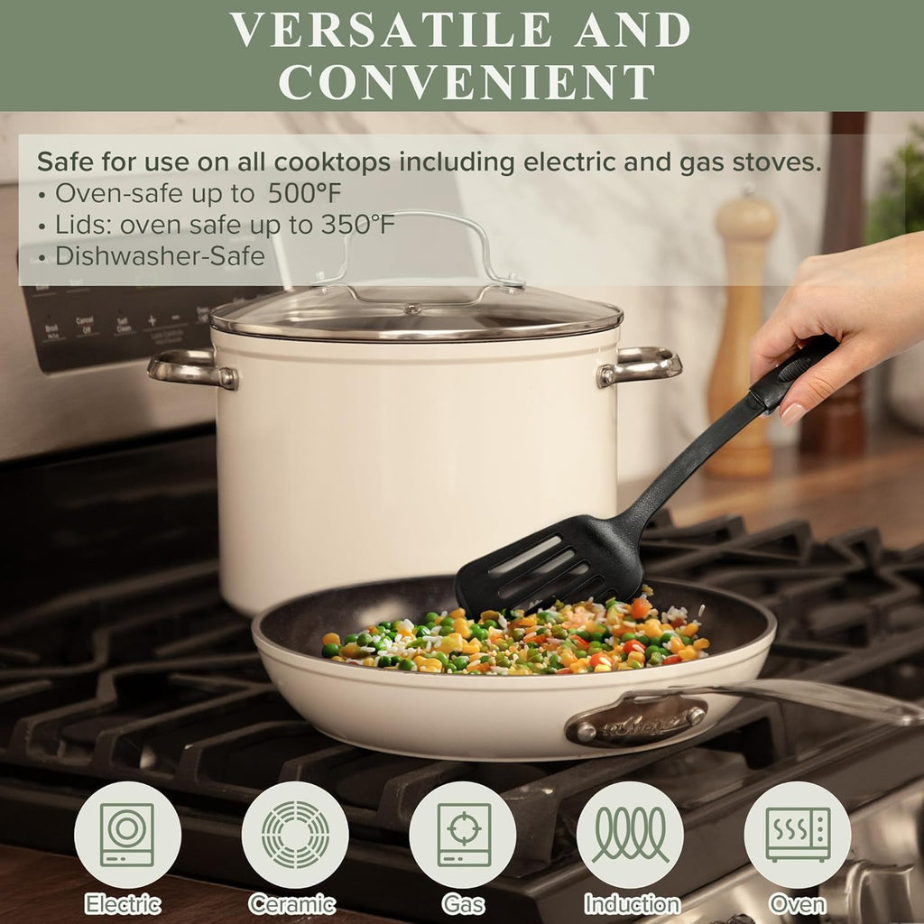 Nuwave Healthy Duralon Blue Ceramic Nonstick Cookware Set, PFAS Free