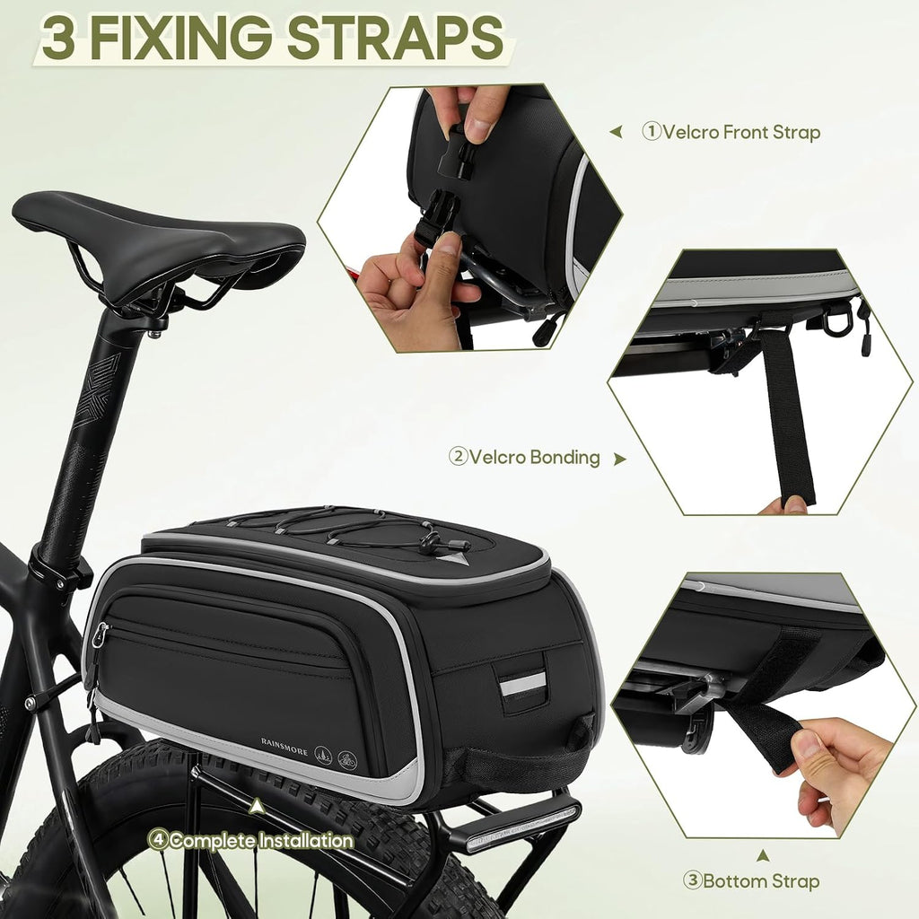RAINSMORE Bike Bags for Bicycle Rear Rack 15L-23L Expandable Bike Trunk Bag