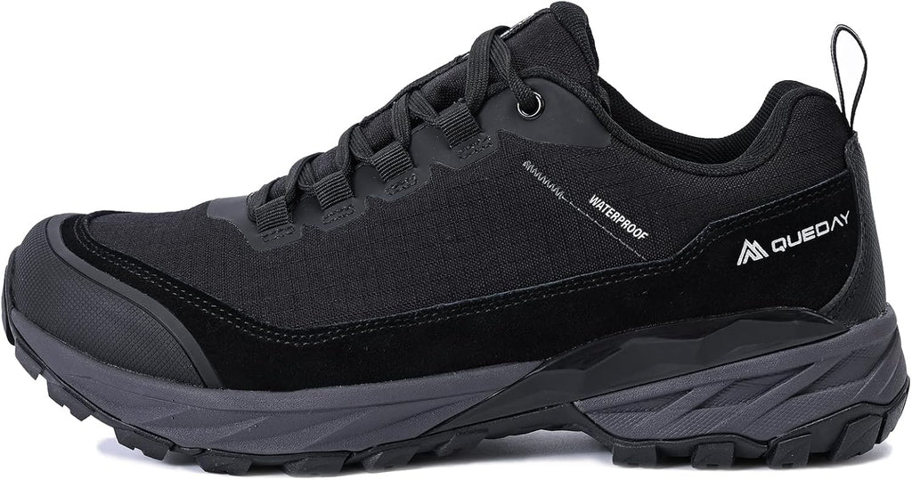 Queday Mens Waterproof Hiking Shoes Lightweight Outdoor Cordura Walking Shoes Breathable Hike Trekking Trails Camping Climbing