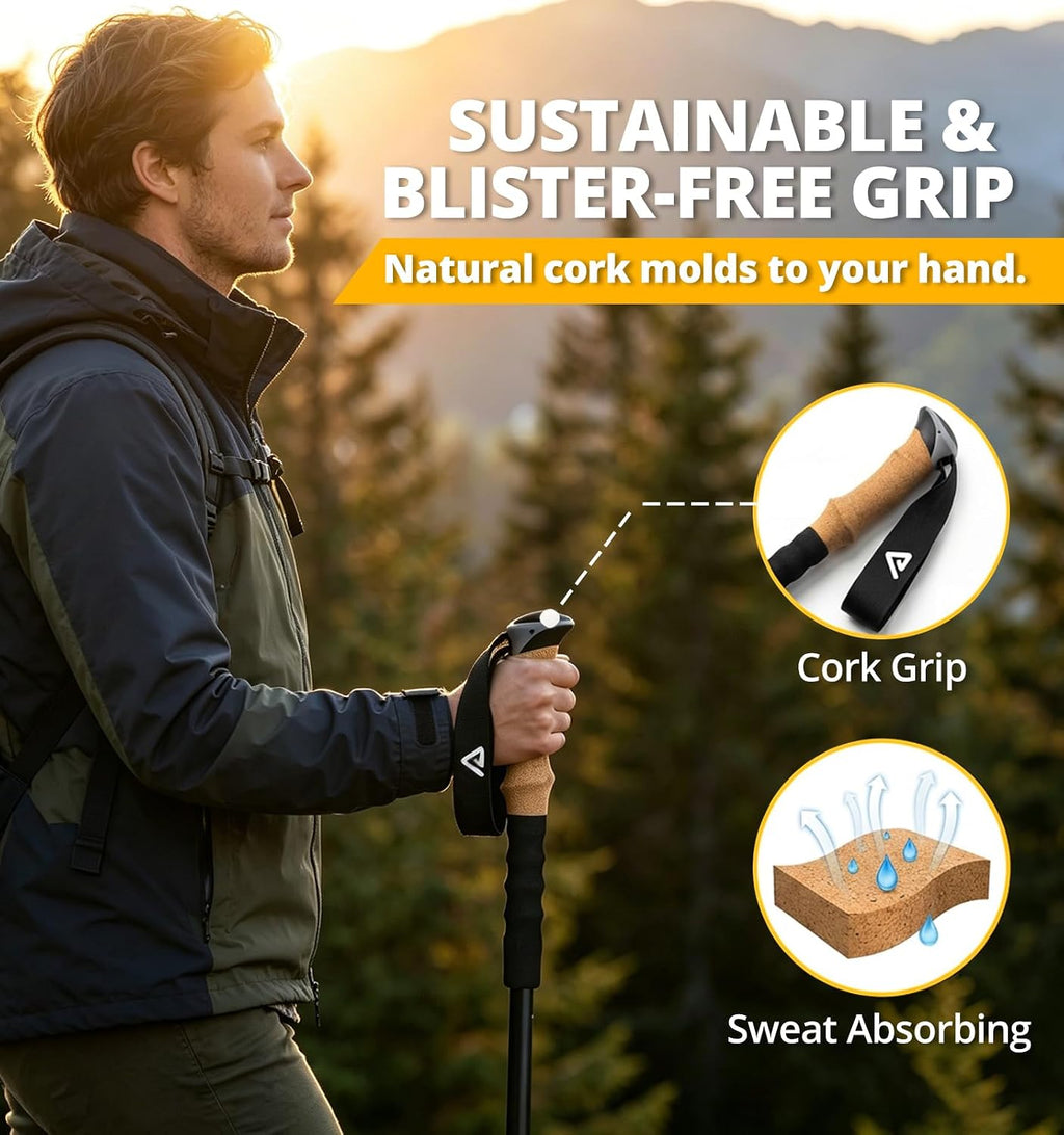 Carbon Fiber Trekking Poles Lightweight Collapsible Hiking Poles