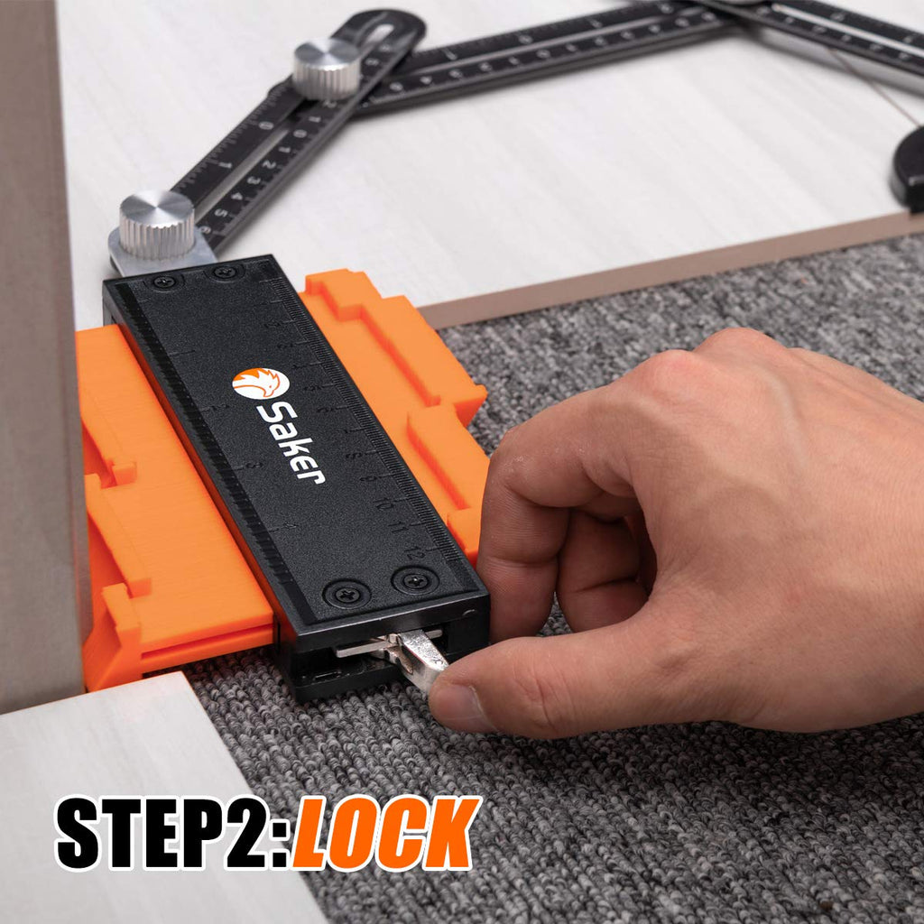 Saker Contour Gauge Profile Tool With Opening Locator- Adjustable Lock -Precisely Copy Irregular Shape Duplicator -Irregular Welding Woodworking Tracing - Must Have Tool for DIY Handyman, Construction